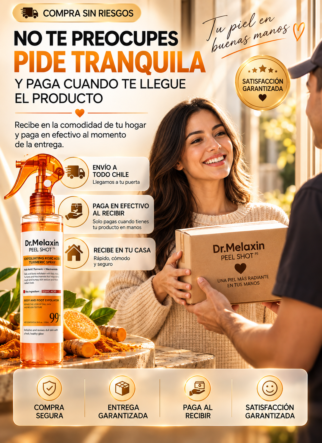 Dr. Melaxin Peel Shot™ – Spray Exfoliante Corporal con Ácido Kójico + Cúrcuma
