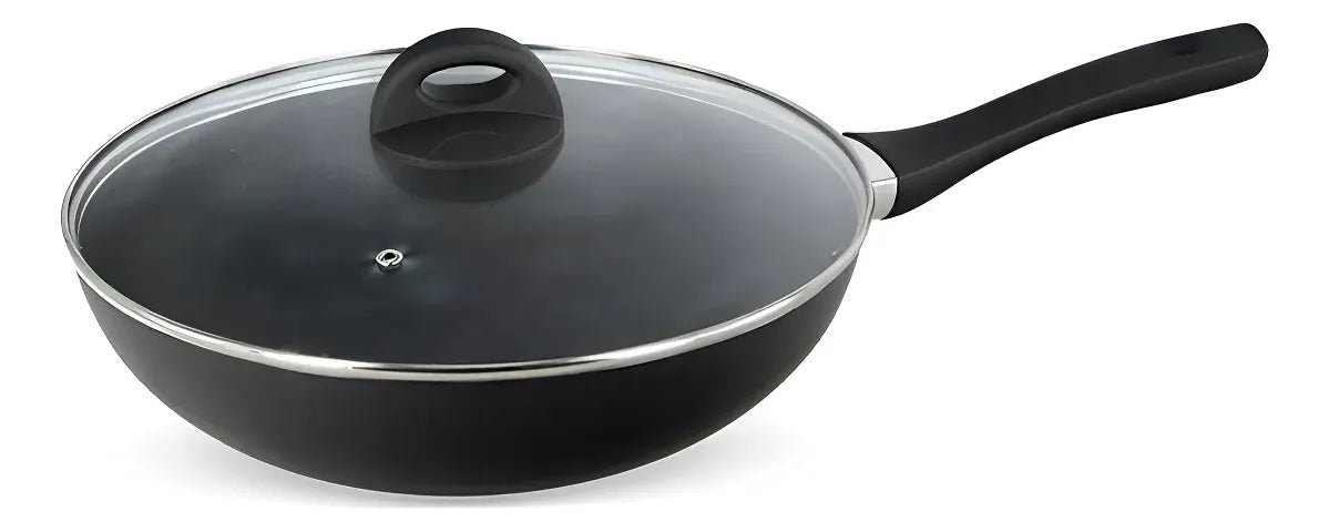Wok Antiadherente 30 Cm Con Tapa Firenze Taleggio Negro