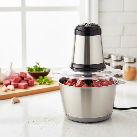 Picadora Electrica Multiuso Procesador Triturador Fácil Uso - Plateado Y Negro