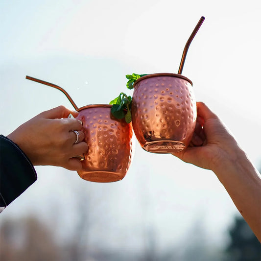 Set 4 Vasos Cobre Moscow Mule 500ml + 4 Bombillas