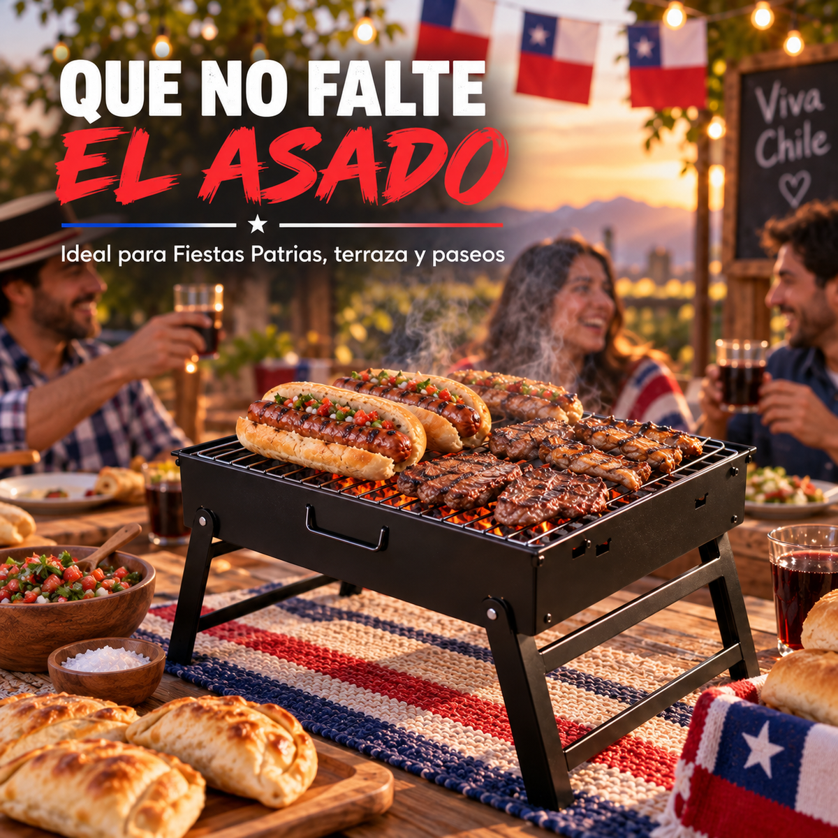 Parrilla portátil para asados y Fiestas Patrias