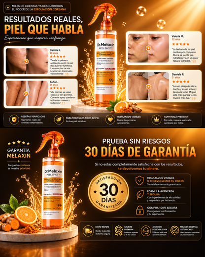 Dr. Melaxin Peel Shot™ – Spray Exfoliante Corporal con Ácido Kójico + Cúrcuma