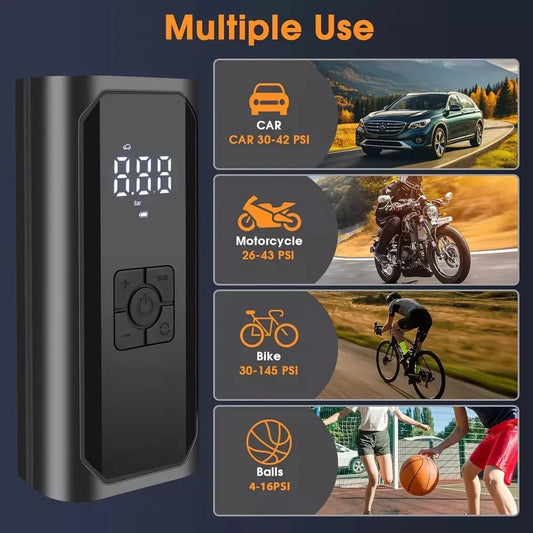 Compresor Inflador Viaje Para Neumáticos Auto Moto Bici