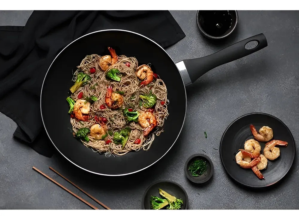 Wok Antiadherente 30 Cm Con Tapa Firenze Taleggio Negro