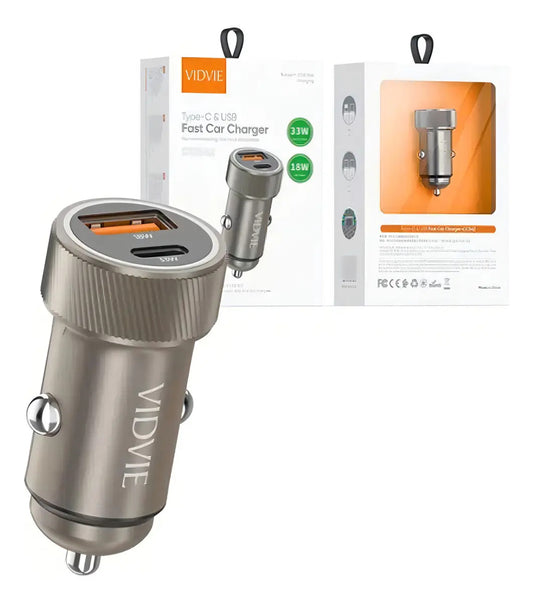 Cargador Vidvie Auto Rápido 33w Usb-c A Marrón Cc542