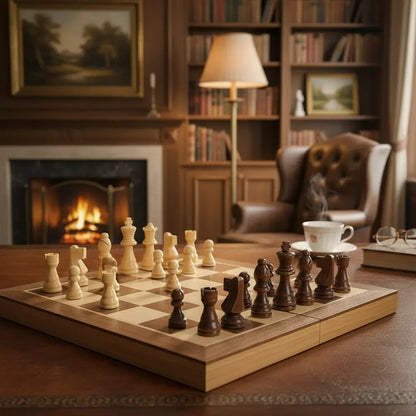 Tablero De Ajedrez Madera 39x39cm Magnético Premium