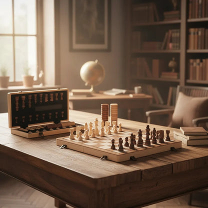 Tablero De Ajedrez Madera 39x39cm Magnético Premium