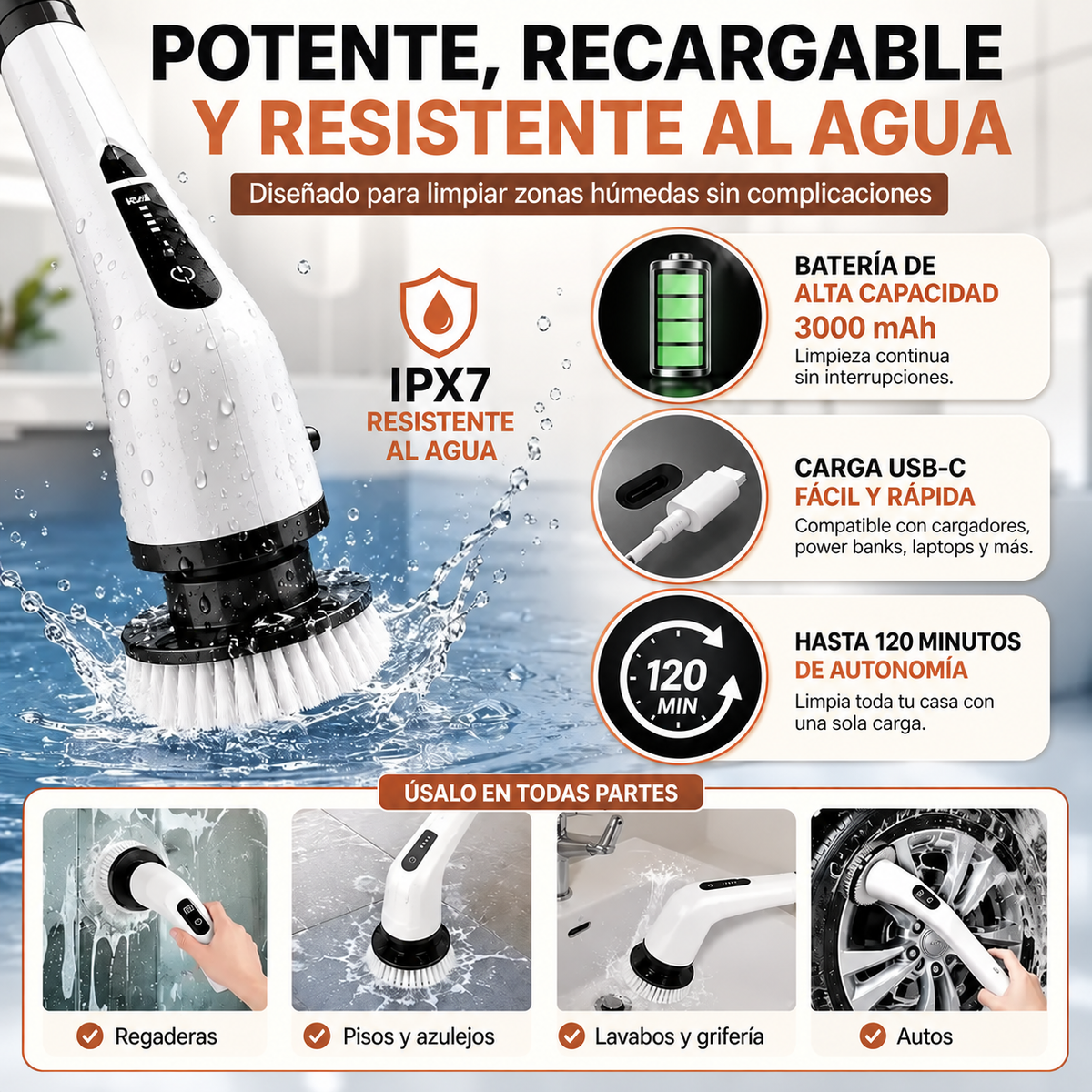 LimpiaMAX™  Cepillo Eléctrico Recargable 9 En 1 | Limpia Sin Esfuerzo