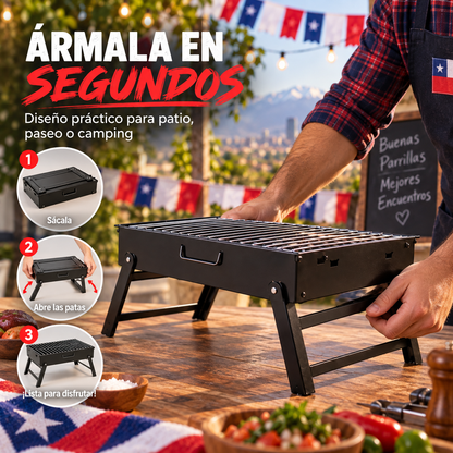 Parrilla portátil plegable de armado rápido
