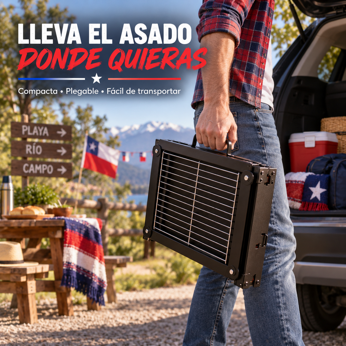 Parrilla portátil plegable fácil de transportar
